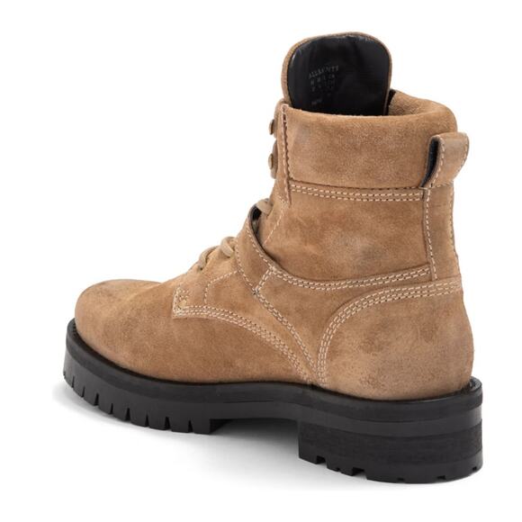 AllSaints Paulina Women Tan Moto Boot Sz 8 Leather Lace-Up Platform Lug Sole New - Picture 3 of 10